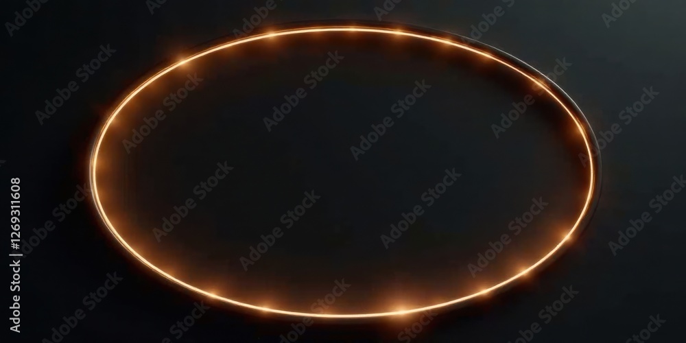 Poster illuminated oval frame on dark background a glowing golden border for elegant designs and presentati