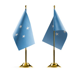 Small national flags of the Federated States Micronesia on a white background