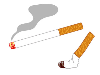 火のついたたばこと消したたばこ