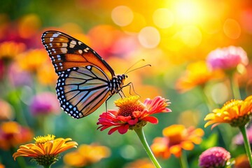 Obraz premium Vibrant Butterfly on Wildflower Meadow - High-Resolution Stock Photo