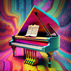 Colors psychodelic Grand Piano wallpaper 