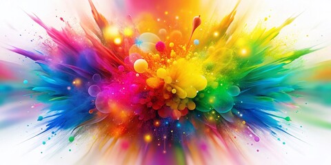 Fototapeta premium Vibrant Color Explosions: Abstract Bokeh Art on White Background - PNG