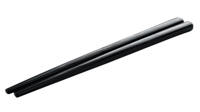 Black Chopsticks Asian Dining Utensils, Clean Design for Sushi and Food Themes, isolated on transparent background.