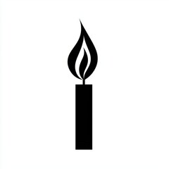Black and White Simple Candle Flame Icon Elegant Minimalist Design Illustration