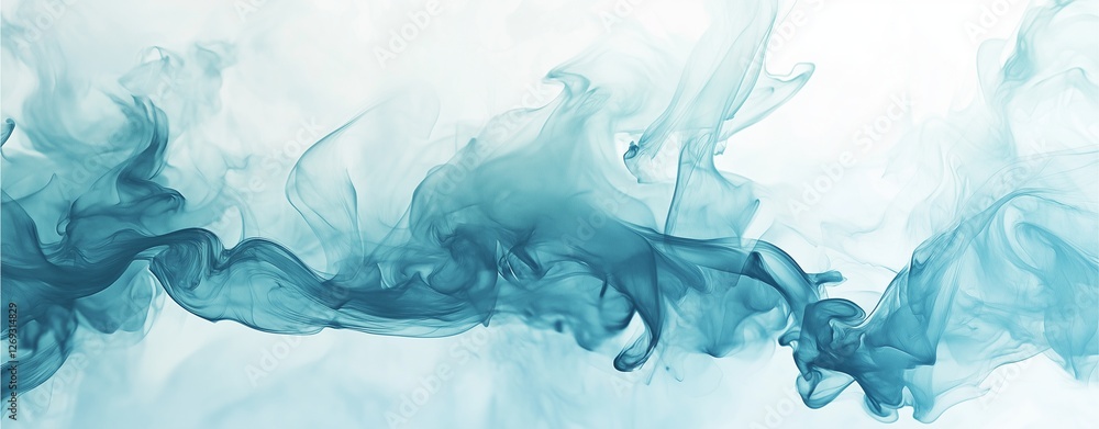 Poster abstract teal ink swirl: an ethereal swirl of teal ink creates a mesmerizing abstract pattern, evoki