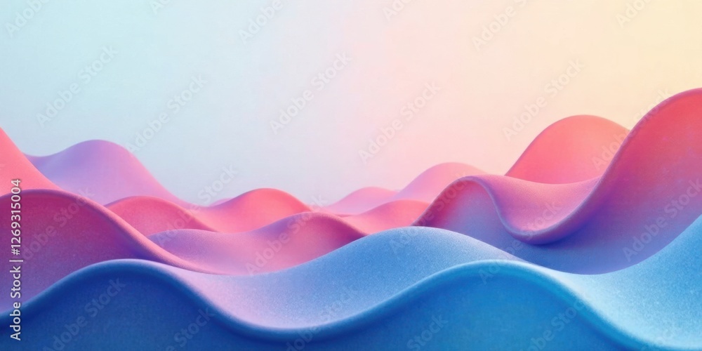 Aufkleber abstract pastel waveforms a serene visual landscape of smooth, undulating forms in soft pink and blu