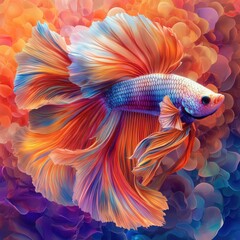 Fototapeta premium Colorful tropical fish create a vibrant pattern in the aquarium
