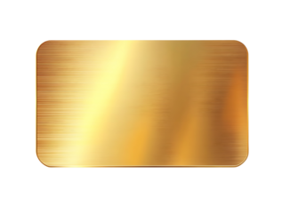 Gold card, rectangular in shape with rounded corners, smooth surface, metallic texture, isolated on a  transparent background
