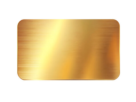 Gold card, rectangular in shape with rounded corners, smooth surface, metallic texture, isolated on a  transparent background