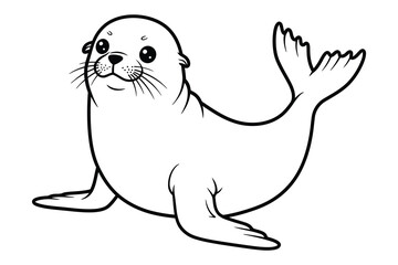 Sea lion line art silhouette vector illustration.