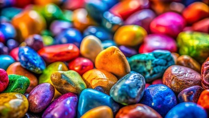 Fototapeta premium Vibrant Colorful Pebbles Close Up - Natural Stone Texture Background