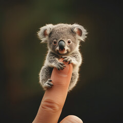 Adorable Baby Koala Holding a Finger