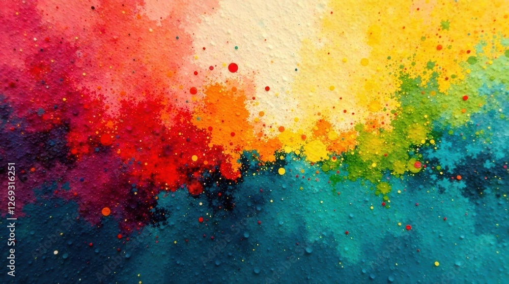 Poster Vibrant Abstract Colorful Splashes of Paint in a Dynamic Composition of Hues and Textures