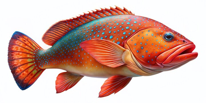 Vibrant Coral Trout Isolated on White Background - Stock Photo