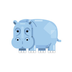 Cute Blue Hippo Illustration. Adorable Cartoon Hippopotamus in a Fun and Playful Style, Perfect for Kids, Posters, Stickers, and Children's Designs.