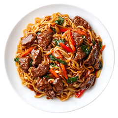 Delicious Beef Noodles Asian Dish Food isolated on transparent background