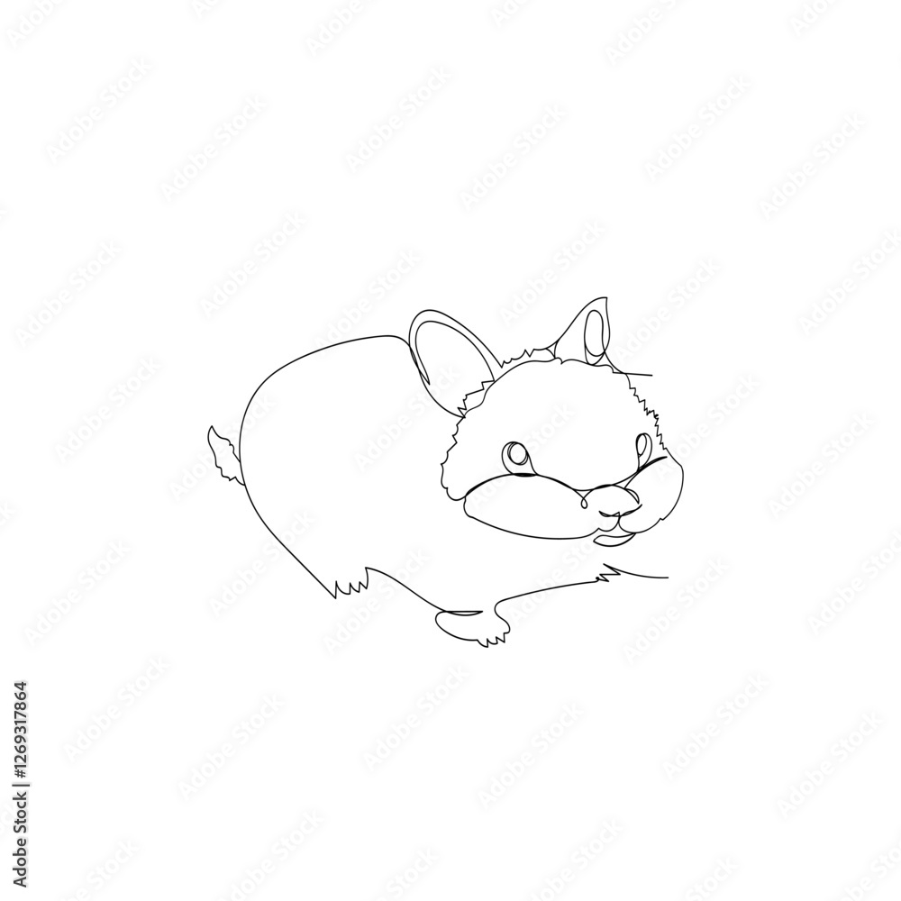 Poster continuous line drawing doodle icon rabbit