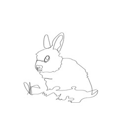 continuous line drawing doodle icon rabbit
