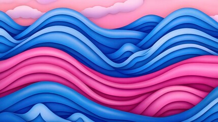 Fototapeta premium Abstract Seamless Wave Design With Calming Blue and Soothing Pink Background