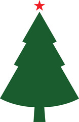 Christmas trees with decorations icon set, Christmas and New Year concept, spruce trees with star and garland sign, Christmas ball icon and gift icon with vector file