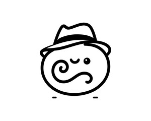Minimal line art funny cartoon outline logo design vector illustration.