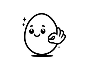 Minimal line art funny cartoon outline logo design vector illustration.