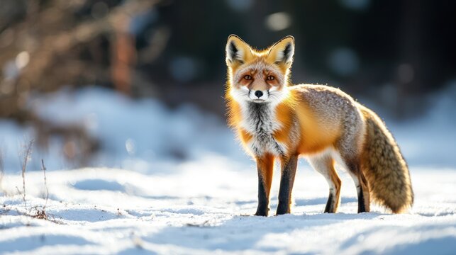 Red Fox in Snowy Forest