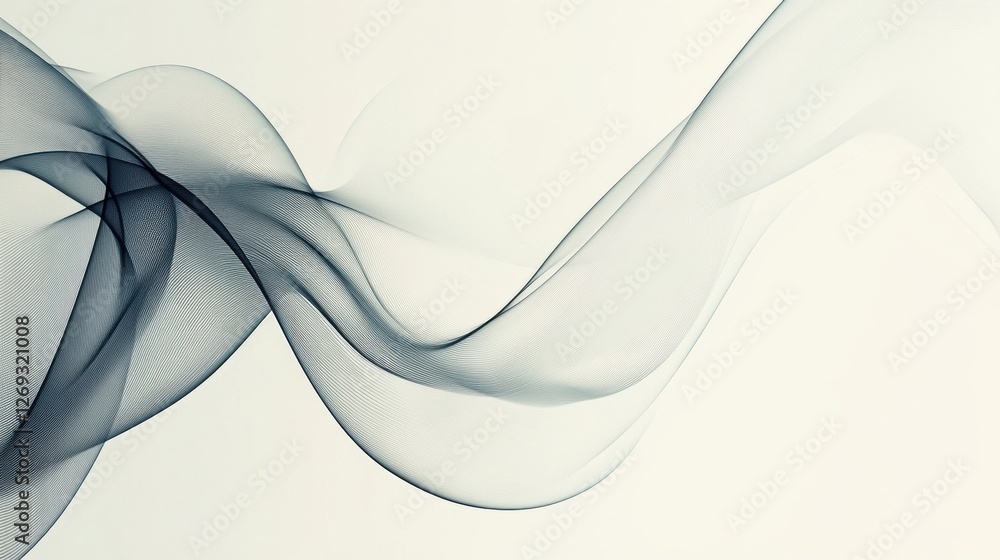 Fototapete a modern minimalist background with flowing curved lines on a soft monochrome gradient.