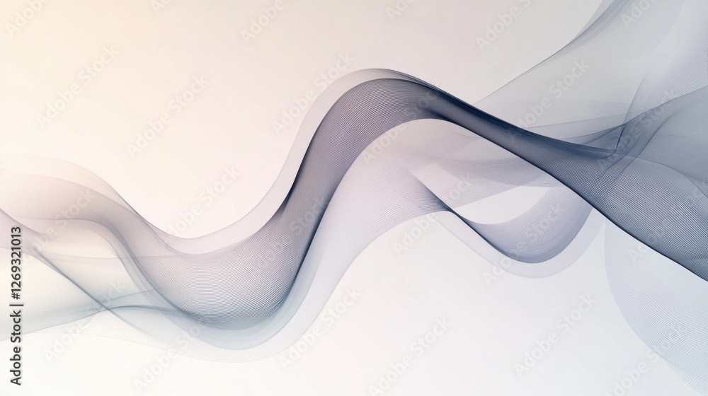 Fototapete a modern minimalist background with flowing curved lines on a soft monochrome gradient.