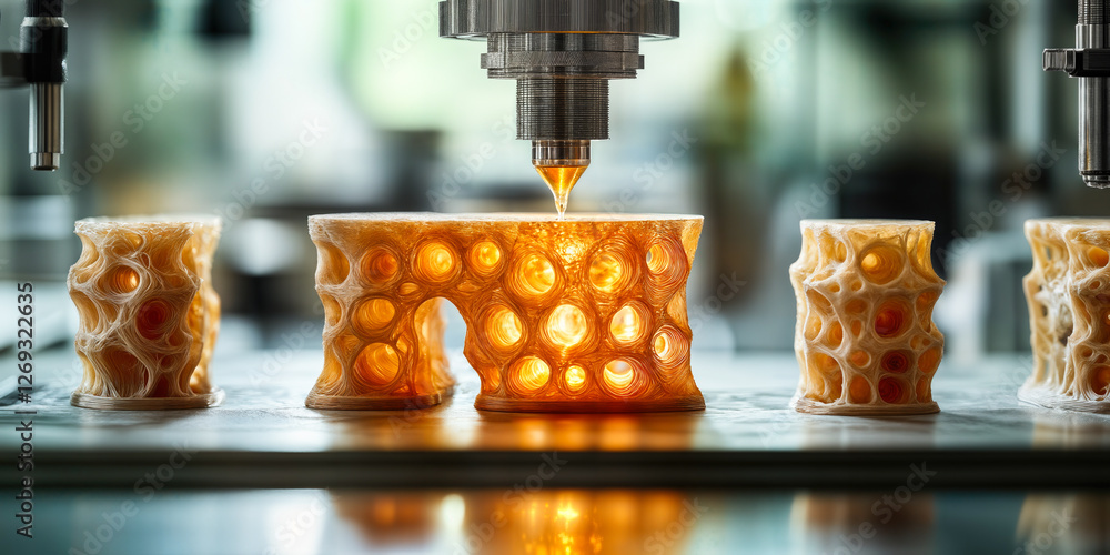 Poster advanced 3d printing process with intricate lattice structures on industrial machine for high qualit