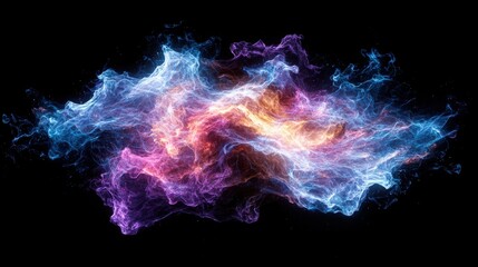 Fototapeta premium Colorful Cosmic Nebula in Pink, Purple, and Blue Hues on a Black Background