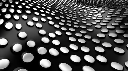 Elegant Seamless Pattern with Shiny Silver Dots on Dark Wavy Surface