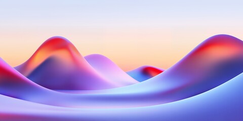 Abstract Colorful Gradient Landscape Smooth Wavy Hills Sunrise Hues Digital Art Background