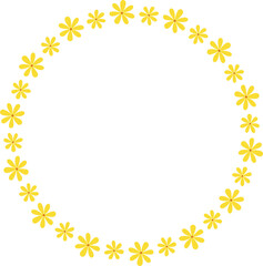 Floral wreath border flat stock vector.
Spring flower round frame isolated. 
Transparent background.