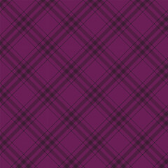 Plaid with twill weave repeat pattern.Gingham seamless pattern in purple and beige.Checkered tartan Geometric graphic vector illustration background design for fabric and print.