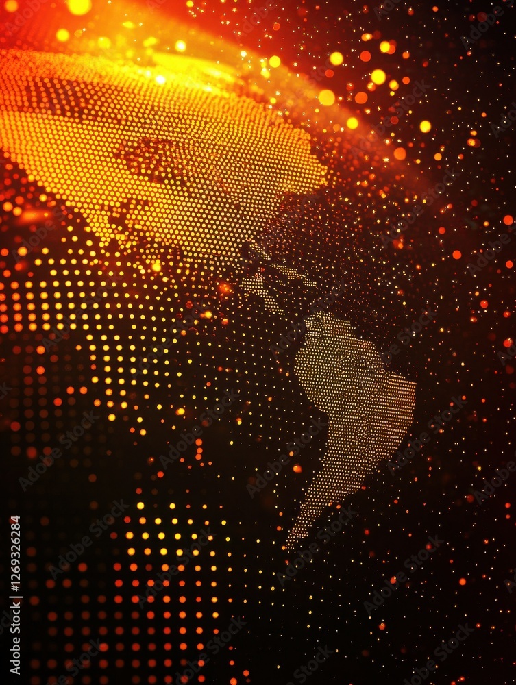 Poster abstract global technology background. points composed like world map. digital innovation concept fo