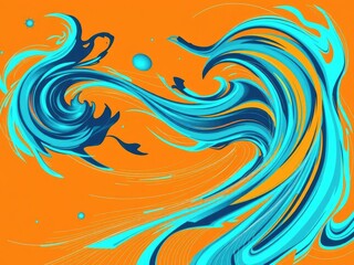 Fototapeta premium Swirling shapes and dynamic motion lines in an orange energetic background conveying a sense of dynamism and movement, flowing lines, abstract shapes