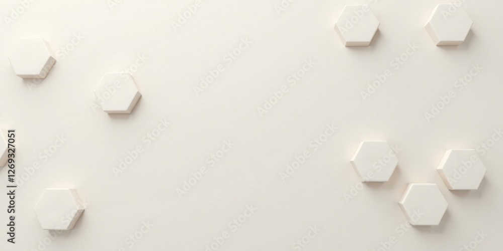 Poster Abstract Background with Off-White Hexagonal Forms Arranged Asymmetrically on a Pale Surface