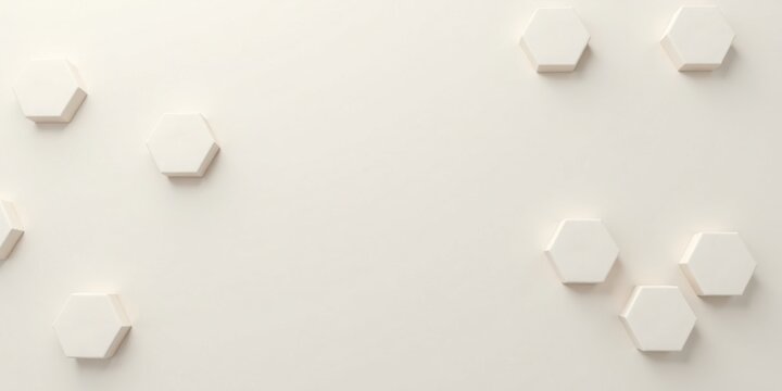 Abstract Background with Off-White Hexagonal Forms Arranged Asymmetrically on a Pale Surface