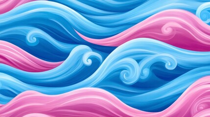 Fototapeta premium Pixelated Seamless Waves in Shades of Blue and Pink Soft and Gentle