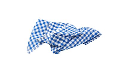 Wrinkled blue and white checkered kitchen towel with space for branding.