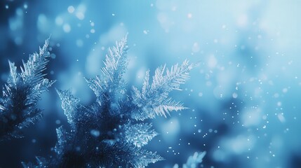 Sparkling Ice Crystals Floating in a Cinematic Scene of Enchanting Blue Light