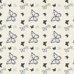 Elegant Monochrome Butterfly Pattern on Light Background
