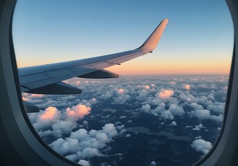 Obraz premium View from Airplane Window at Sunset