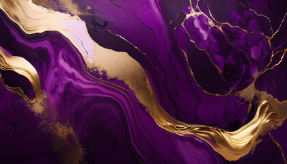 abstract dark magenta marble texture with gold splashes violet luxury background