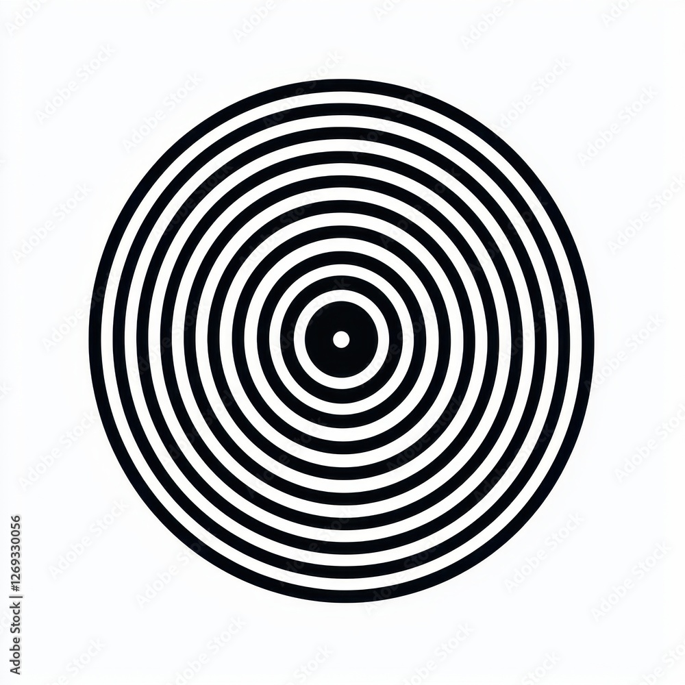 Poster abstract black and white concentric circles design circular pattern geometric shapes optical