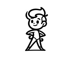 Minimal line art funny cartoon outline logo design vector illustration.