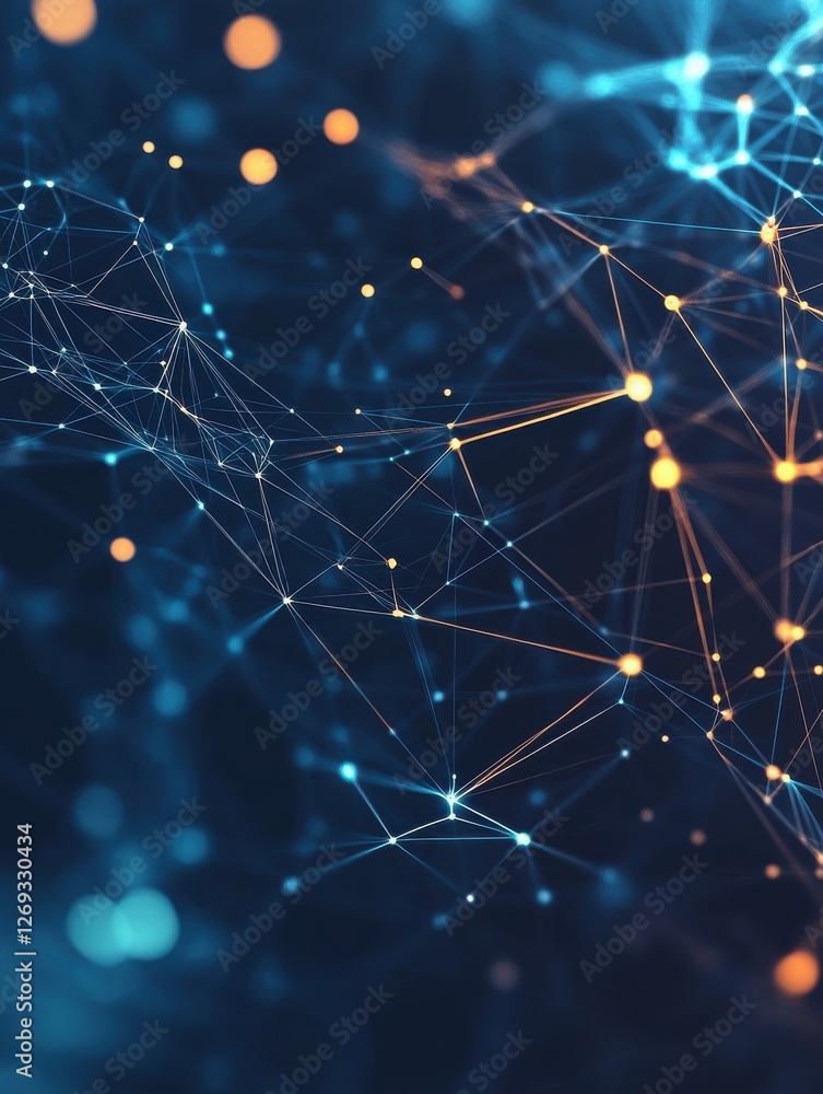 Poster abstract technology background. polygonal with connecting dots and lines. data and technology concep