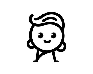 Minimal line art funny cartoon outline logo design vector illustration.