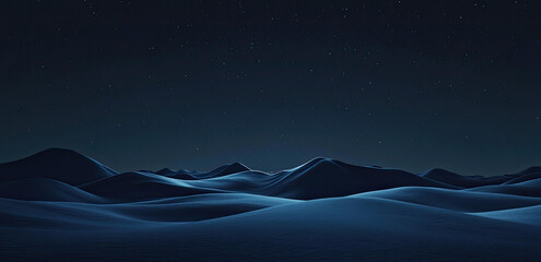 Obraz premium Serene Night Landscape of Rolling Blue Hills Under a Starry Sky